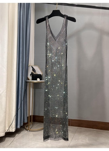 crystal mesh dress